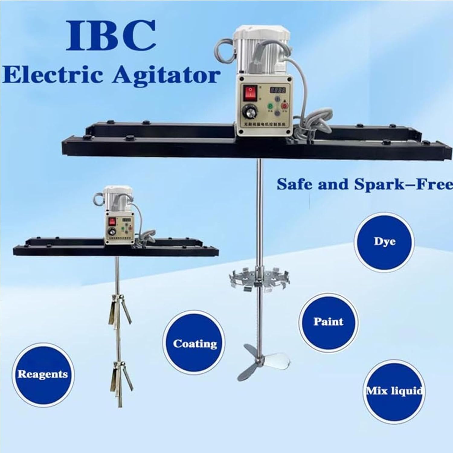 IBC Air Agitator, 2100W Electric Tank Mixer Machine, with Support Hanger, Folding Propeller, Telescopic Range 75-120cm, for Ink Dissolver Agitator (Color : B)