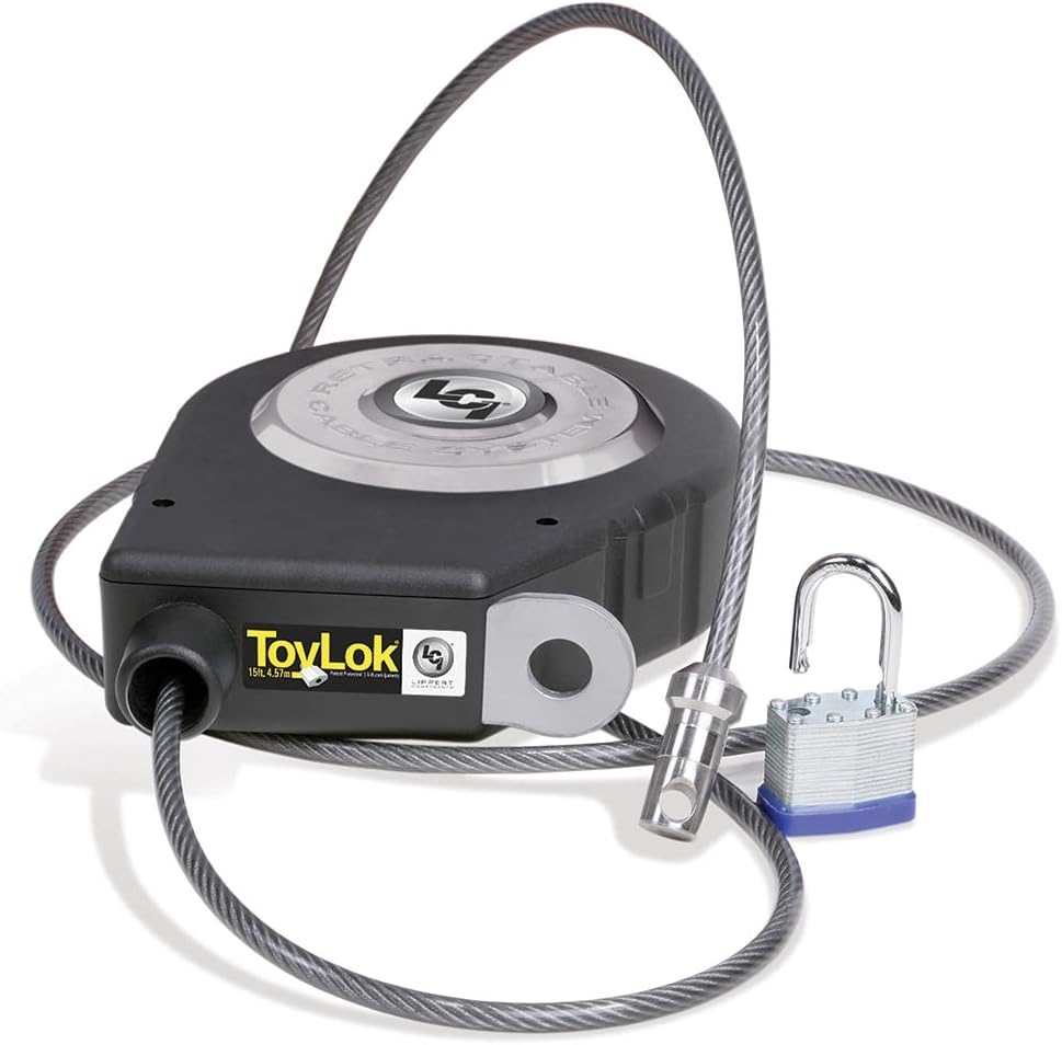 Lippert 337120 RV ToyLok Anti-Theft Device Nylon Casing 15FT with Padlock