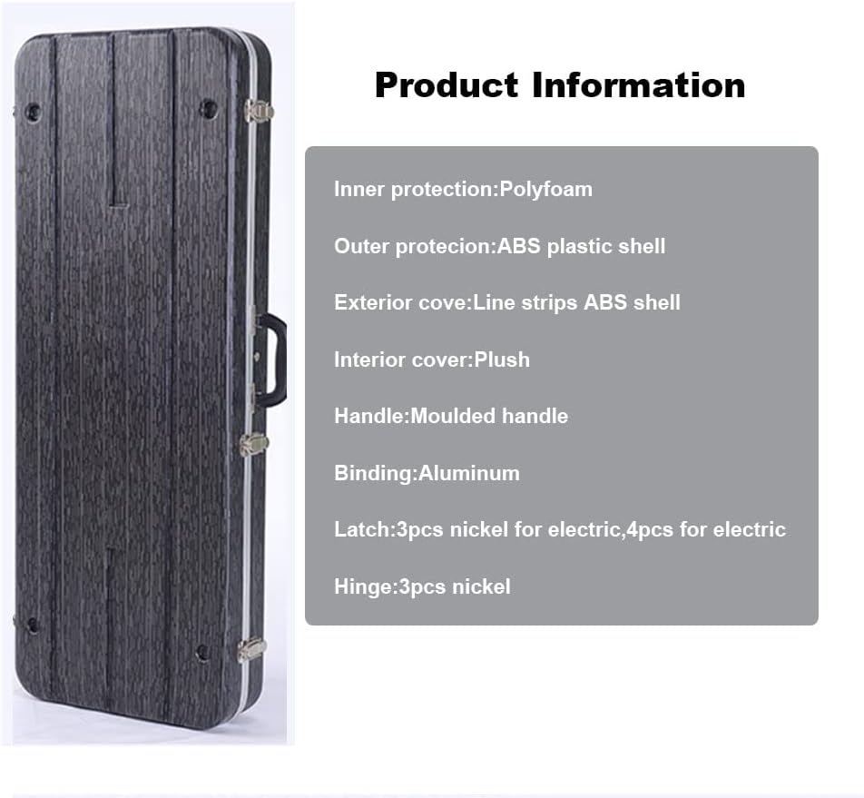 ABS Square Guitar Case, Electric Guitar/Electric Bass Case, Compressive and Shockproof, with Carrying Handle, Inner Fluff Protection