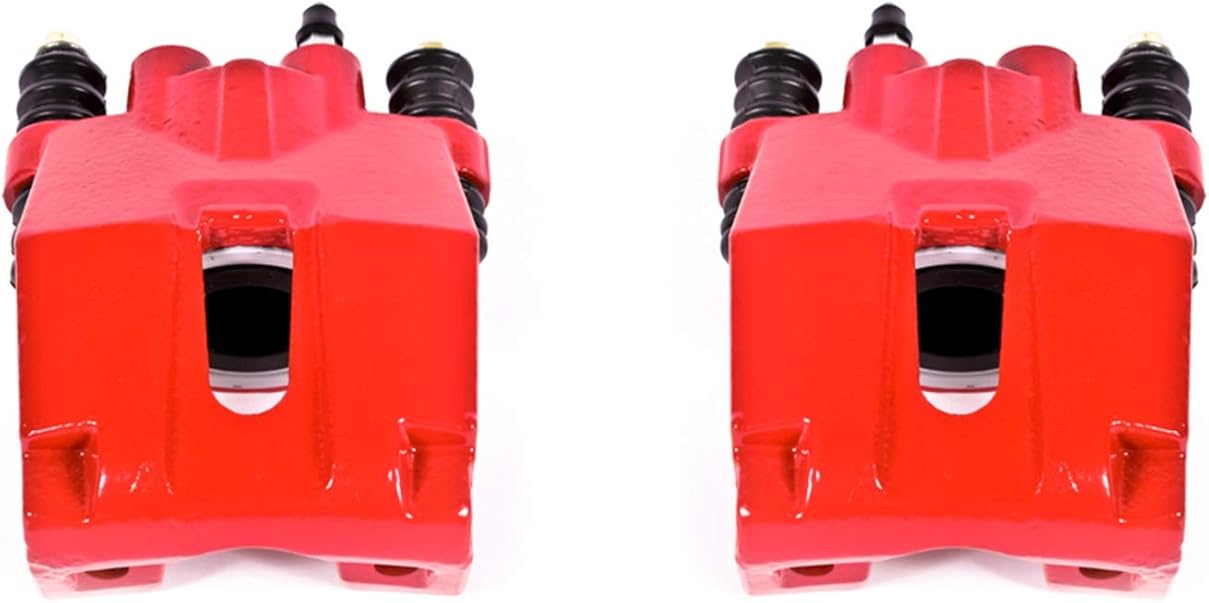 Power Stop S4858 Rear Pair of High-Temp Red Powder Coated Calipers For 2004 2005 2006 2007 2008 2009 2010 2011 Ford F150 [6 Lug or 7 Lug] | 2006 2007 2008 Lincoln Mark LT