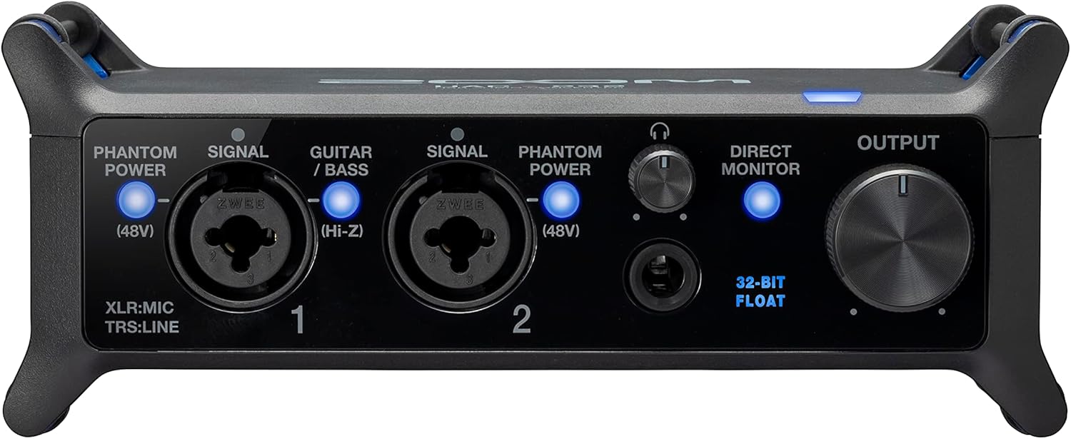 Zoom UAC-232 Audio Converter with 32-Bit Float, Audio Interface,2 XLR/TRS Combo Inputs, Headphone Outputs, 192 kHz Sample Rate, For Music & Streaming