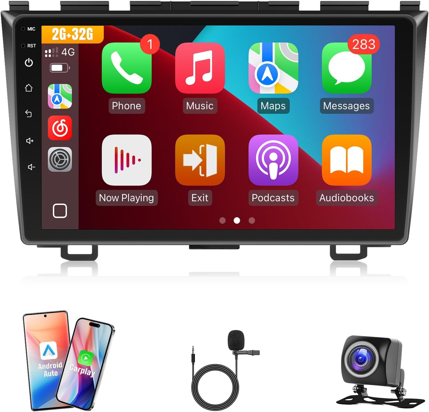 Leadfan Car Stereo for Toyota Corolla 2009 2010 2011 2012 2013 with Wireless Carplay Android Auto, 9 Inch Screen for Corolla Radio Bluetooth GPS SWC (for Honda CR-V 2007-2011)