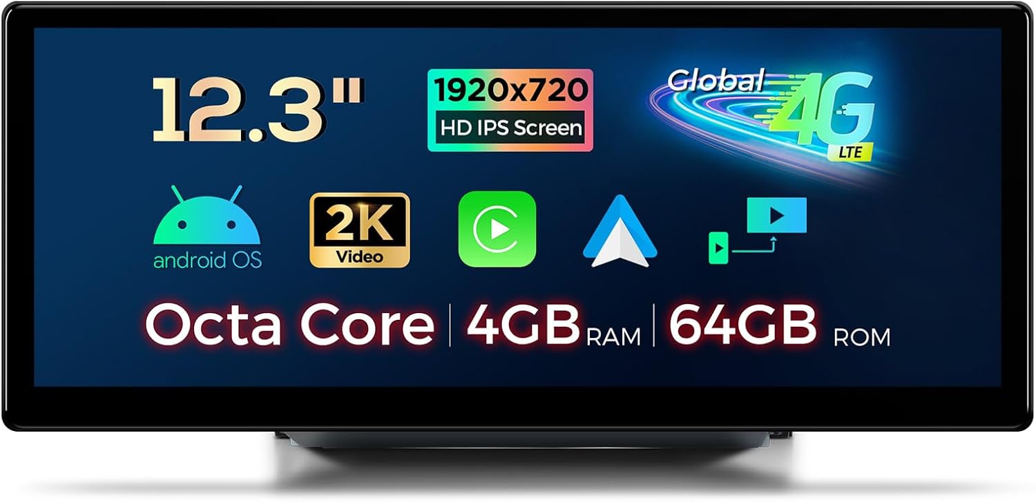 XTRONS 12.3 Inch Android 13 Car Stereo for Audi A1 (Typ: 8X)(2010-2018) MMI 3G/3G+/RMC System, IPS Touch Screen 4+64GB Global 4G Car Radio GPS Navigation Support Wireless CarPlay Android Auto