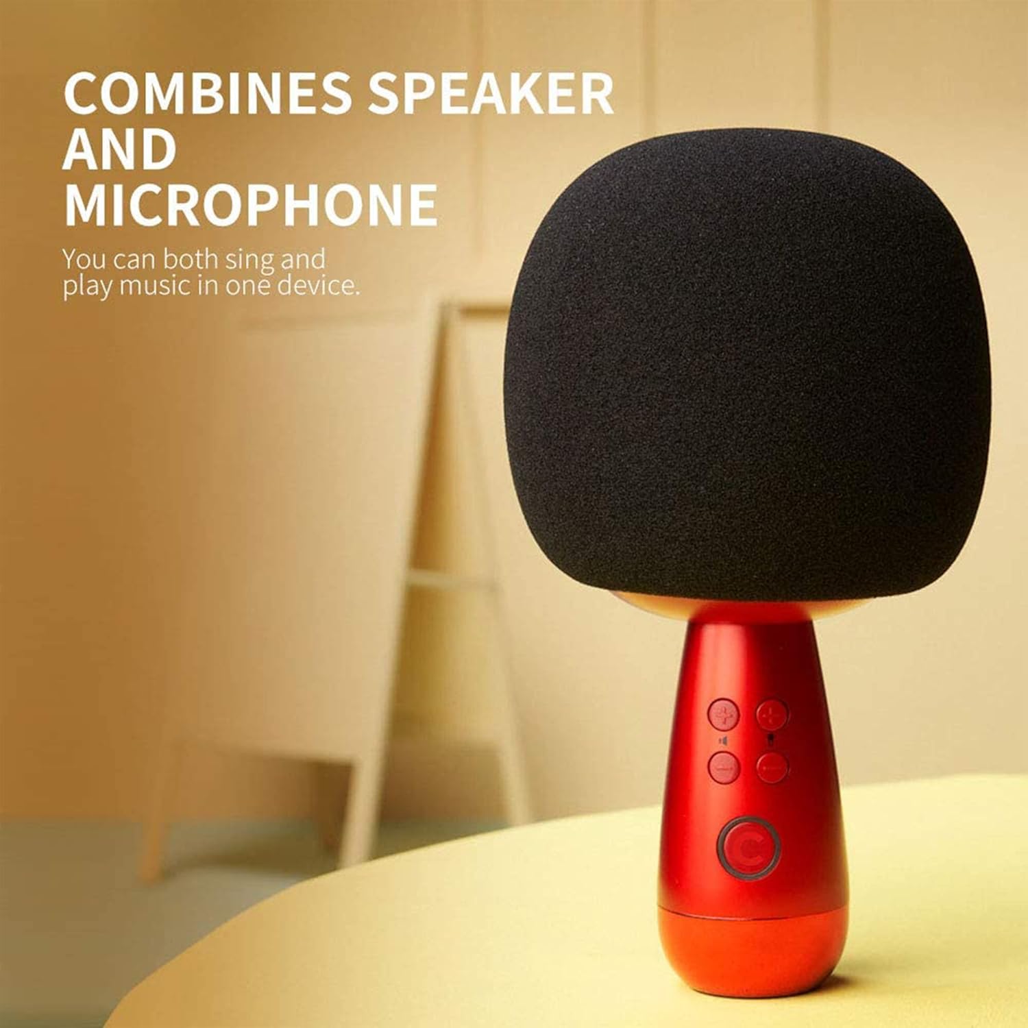 CALF Karaoke Speaker Microphone Wireless Bluetooth TWS Microphones&Speaker 2 in1 Portable Mini Adults Handheld Mic Singing Home KTV Party Indoor Electronic Gifts for All iOS Android PC G2 Red(Black)