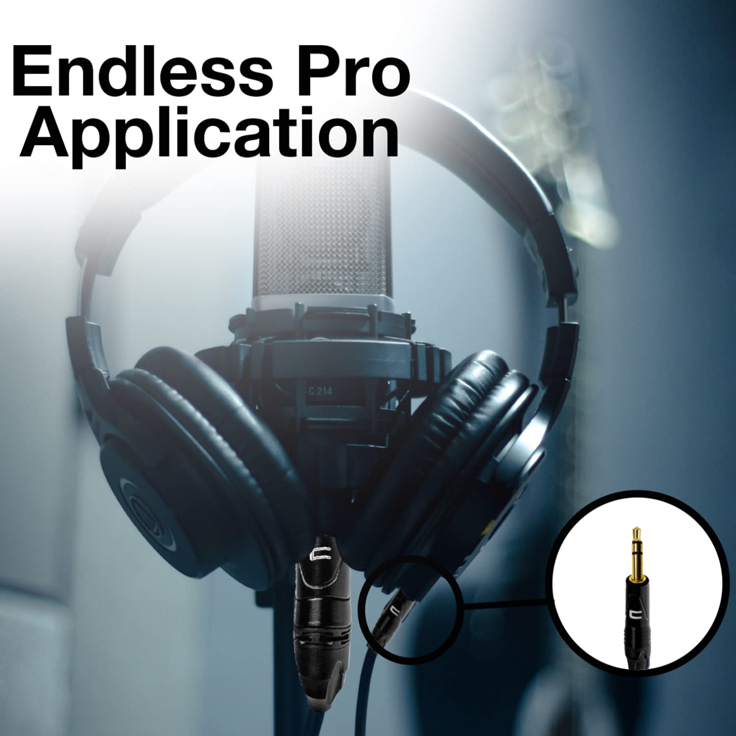 COLUBER CABLE 3.5 TRS Male TS to RCA Male - 200 Feet - Pink - Pro 3-Pin Microphone Connector for Powered Speakers, Audio Interface or Mixer for Live Performance & Recording