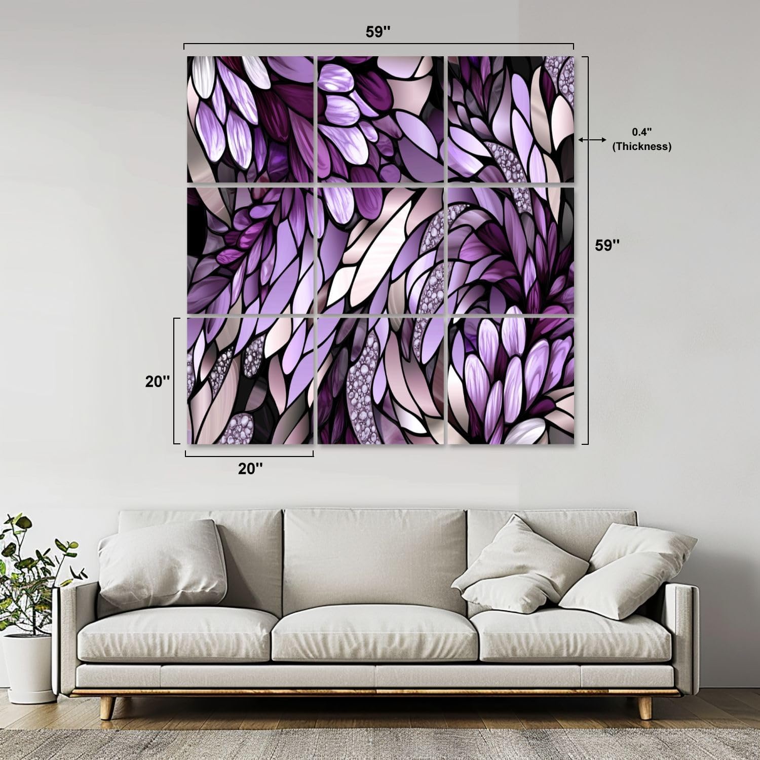 Art Acoustic Panels Self Adhesive Enchanting Stained Glass Nature Inspired Whimsy 9 Packs Decorative Soundproof Wall Panels Large Sound Absorbing Panels for Home Office 60