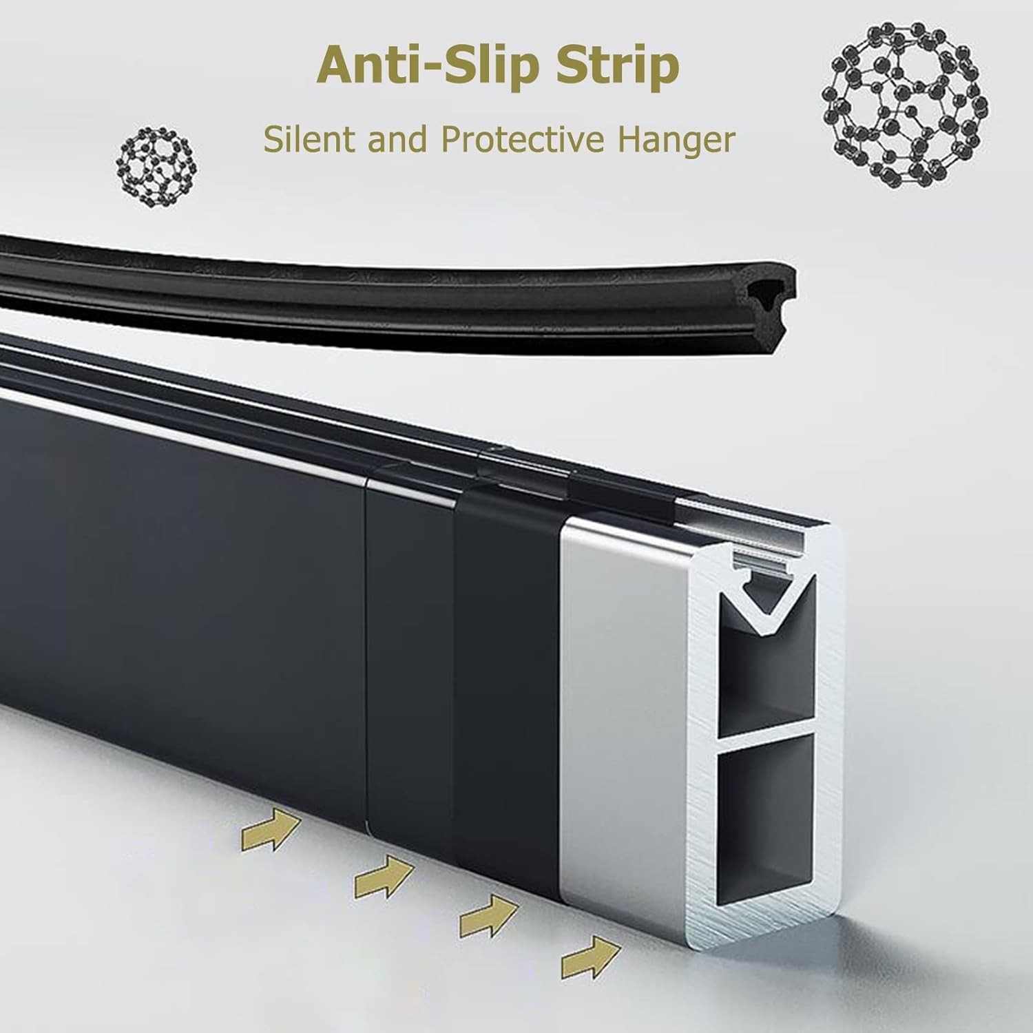 Gold Wall Mount Closet Rod 20 to 60 Inch, Metal Heavy Duty Wardrobe Pole Clothes Rack for Cabinet Corner, Laundry Room & Balcony, Window Curtain Bar, Load 100KG