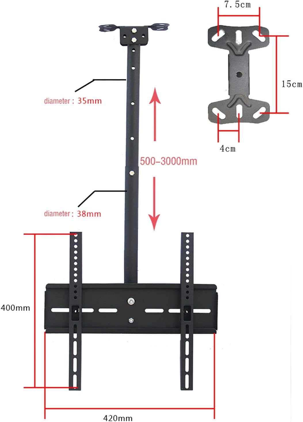 tv Wall Mount' TV Stand,Tv Wall Mount Ceiling TV Mount, Adjustable Tilt Swivel TV Bracket, with Loading 110 Lbs, Ceiling TV Mount Bracket Apply to Shopping Mall/Workplace/Street Sh