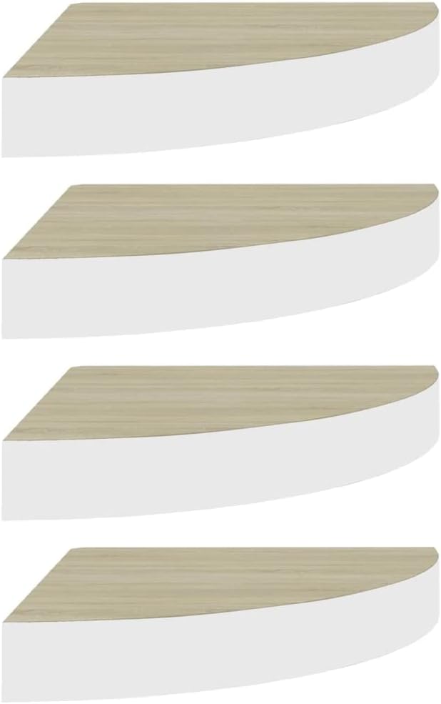 Home Décor Wall Corner Shelves 4 pcs Oak and White 13.7
