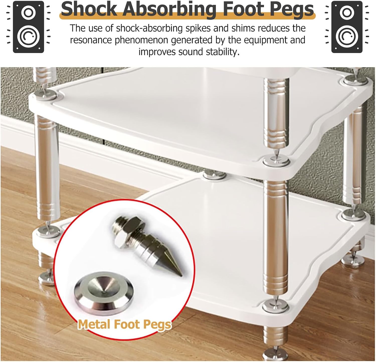 3-Tier Petite Entertainment Center Stand - Corner TV Center Stereo Components Storage Cabinet - HiFi Racks and Stands Audio Rack for Living, Gaming, Recording R（A-3-65x55x61.5cm）