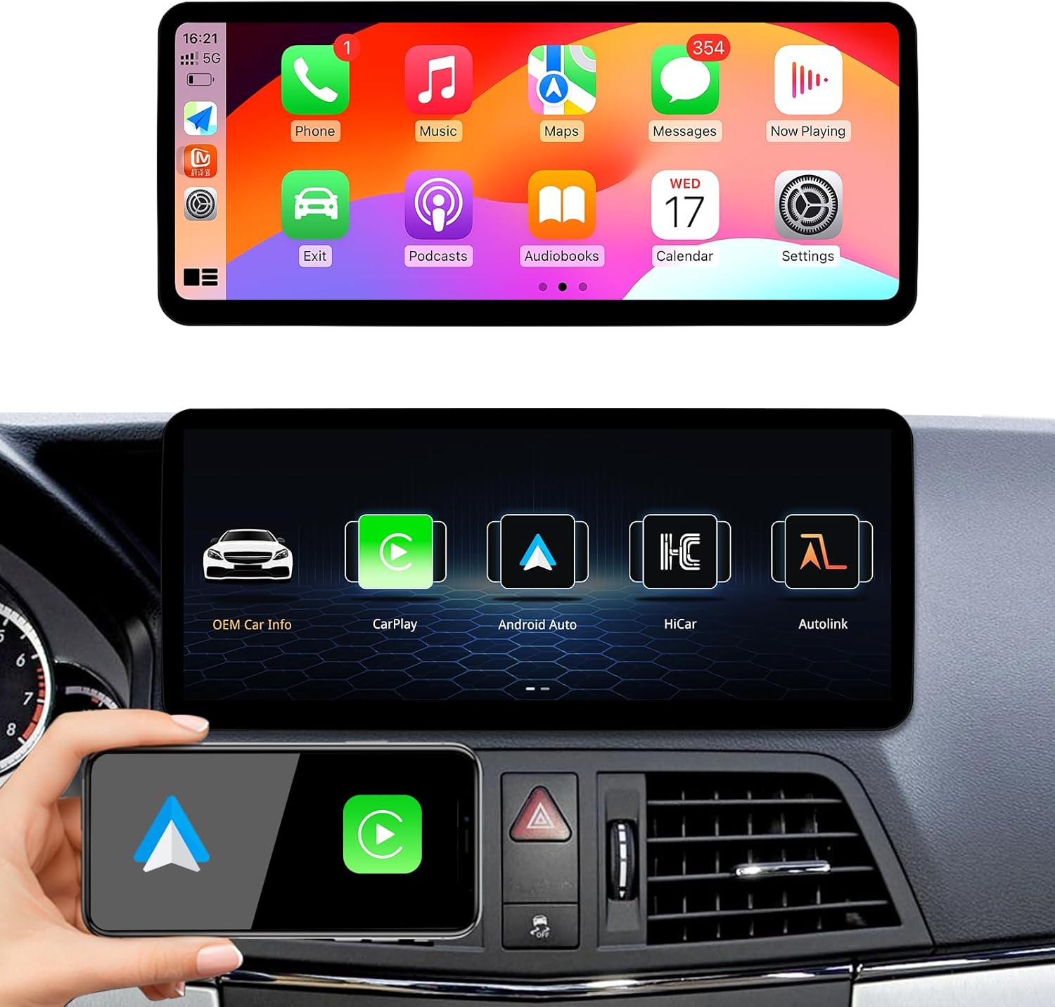 Ultra Narrow 12.3 Inch Car Stereo for Mercedes Benz GLK Class X204 GLK250 GLK300 GLK350 with Carplay Android Auto Radio with NTG4.5/4.7(2013-2015) Multimedia Player DSP (Linux 4.5 System)