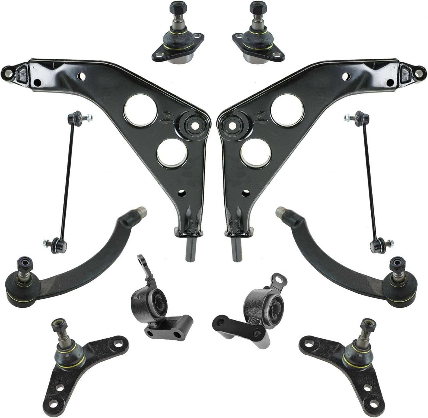 TRQ Front Steering & Suspension Kit Ball Joint Control Arm Control Arm Mounting Bracket Sway Bar Stabilizer Link Tie Rod Compatible with 2003-2008 Mini Cooper