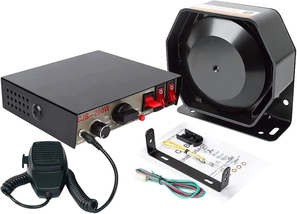 Car Siren Speaker Safego Police Siren Speaker Car Pa System, Dc12v 200w 9 Tones Wired Handheld Microphone Loudspeaker Emergency Siren Electronic