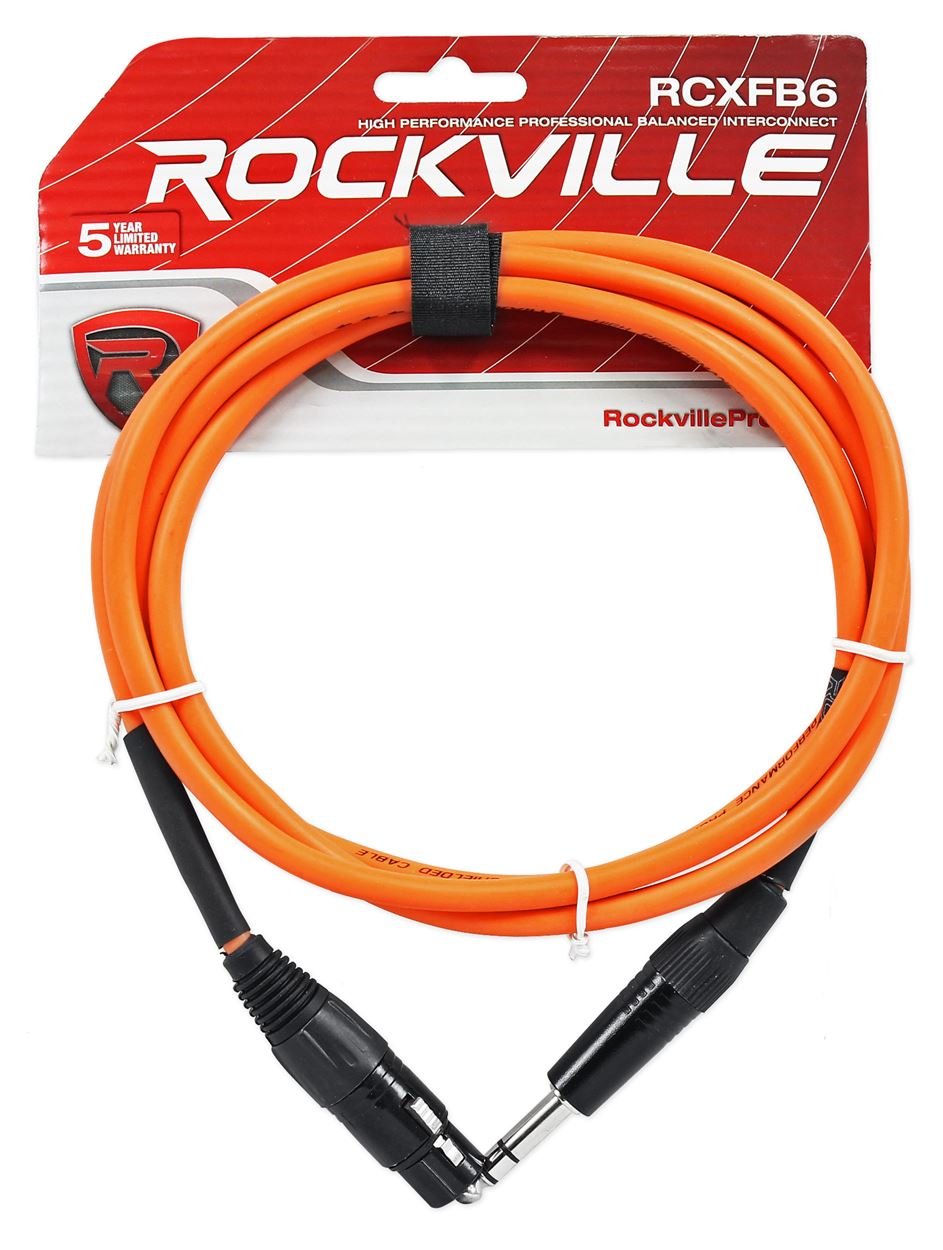 10 Rockville 6' Female Rean XLR to 1/4'' TRS Cables (5 Colors x 2 of Each)