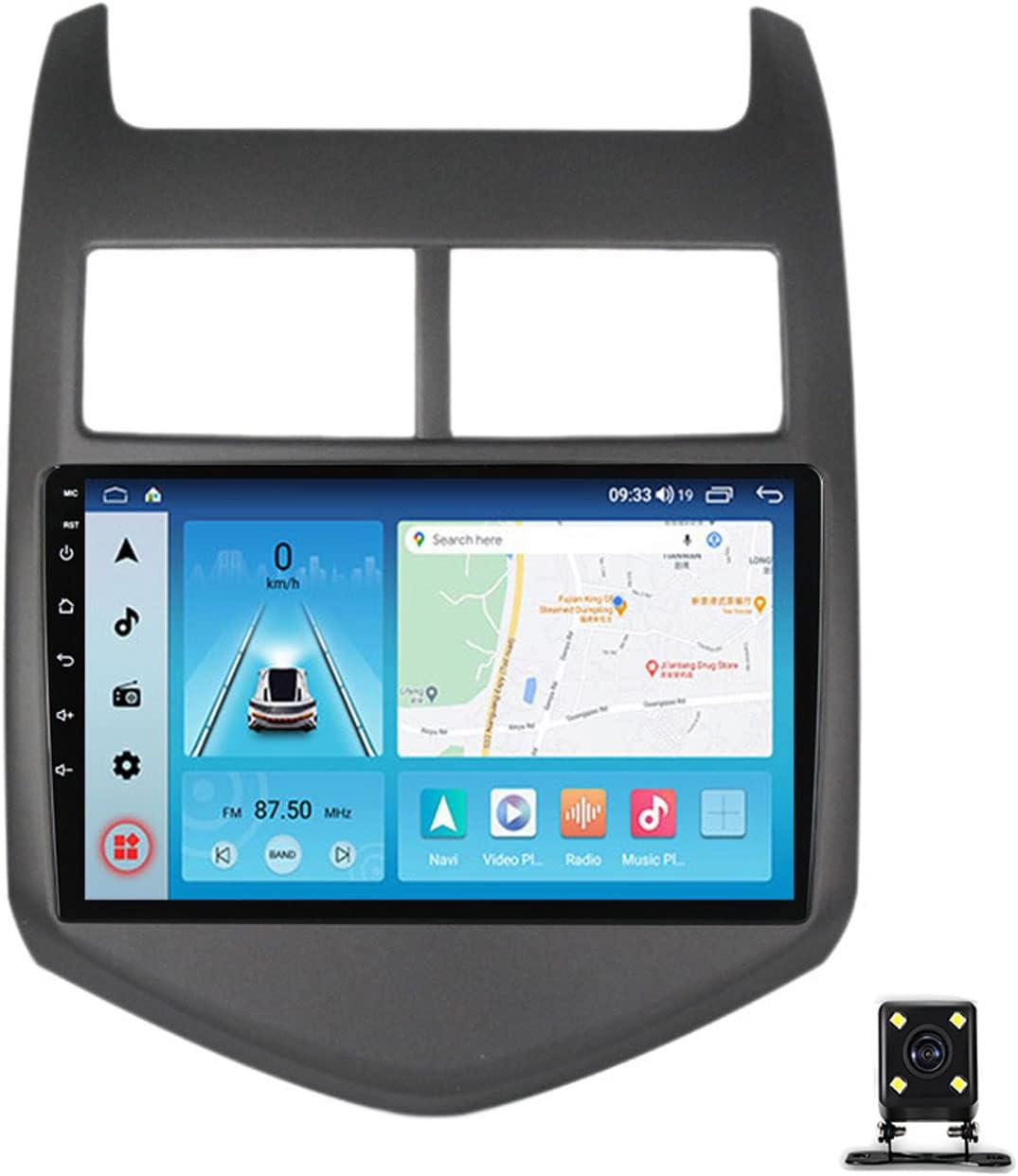 9 Inch Car Stereo Double Din Radio Touchscreen with Backup Camera Multimedia Car Audio Receivers for Chevrolet Aveo 2 2011-2015 Support Mirror Link, Bluetooth/WiFi/USB, FM Car Radio