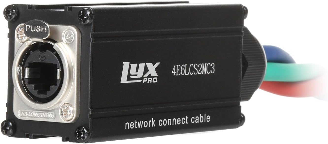 LyxPro 4-Channel XLR to Single Ethercon 25' Cat6 Cable Multi Network Snake for Stage & Recording Studio AES & DMX Channels