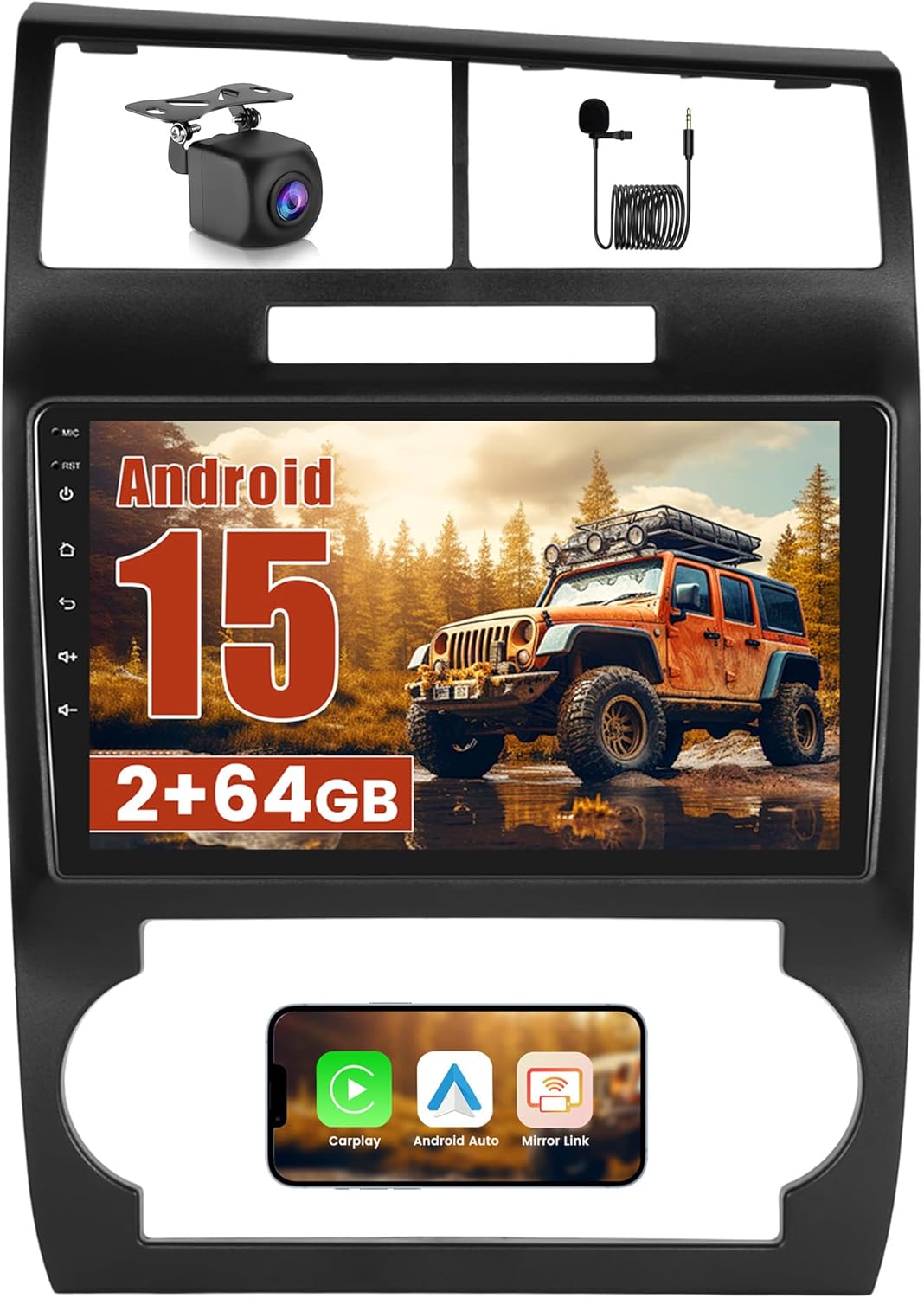 2+64GB Android 15 Car Stereo for Dodge Charger/Magnum 2005 2006 2007 Wireless CarPlay Android Auto, 9 Inch Touch Screen for Magnum Radio with GPS WiFi Bluetooth EQ 26UI Backup Camera