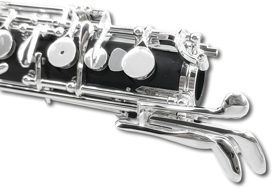 Professional Oboe C Key Forked-F Resonance Semi-Automatic Woodwind Instruments Ebonite Body Silver-Plated Keys with Oboe Reeds & Case Ideal for Beginners, Students & Advanced Players
