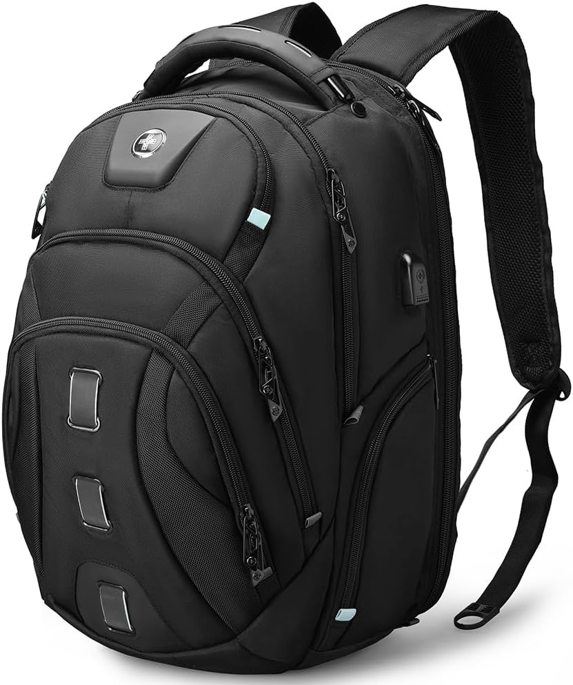 Swissdigital Design Men's Travel Laptop Backpack, TSA Friendly USB Charging RFID Protection Backpack for College and Business, Fits 17