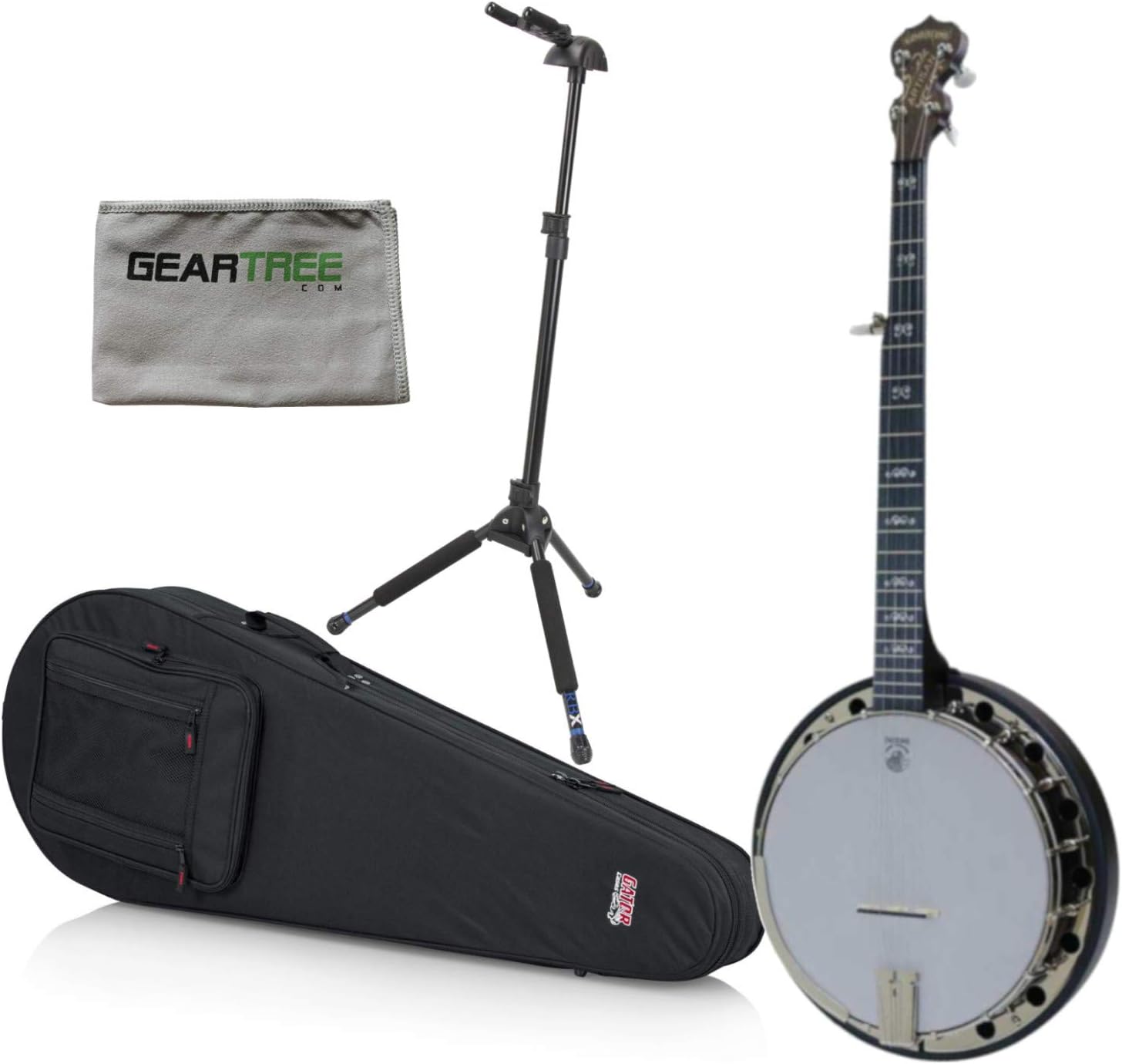 Deering A2 Artisan Goodtime Two Banjo with Resonator w/Geartree Cloth, Stand, a