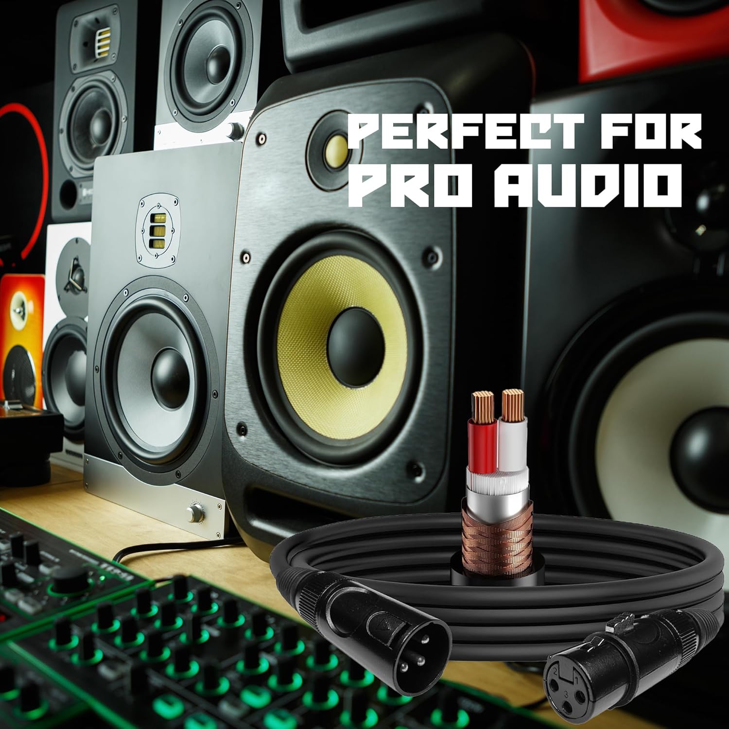 EMB 12-Pack Pro 16AWG 8mm 50 Feet 100% OFC XLR Balanced Shielded Mic Audio Cable