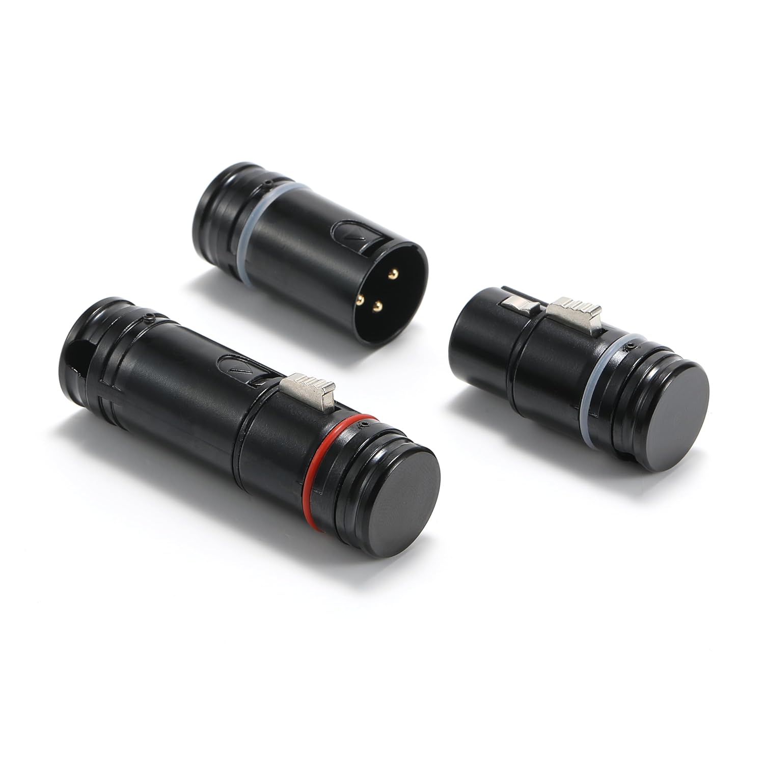 10PCS Low Profile Right Angle XLR Cable Connector Gold Plating 3 Pin, 90°-360° Rotatable Adjustable Short Type XLR Plug with Wrench, for Camera, Microphone, Headphone Amp (5, (Female+Male)-White Ring)