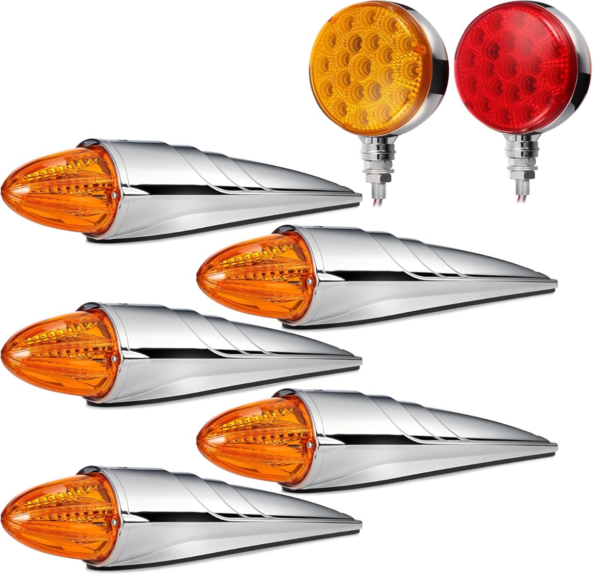 Partsam 5PCS Amber Torpedo Cab Marker+2pc 3