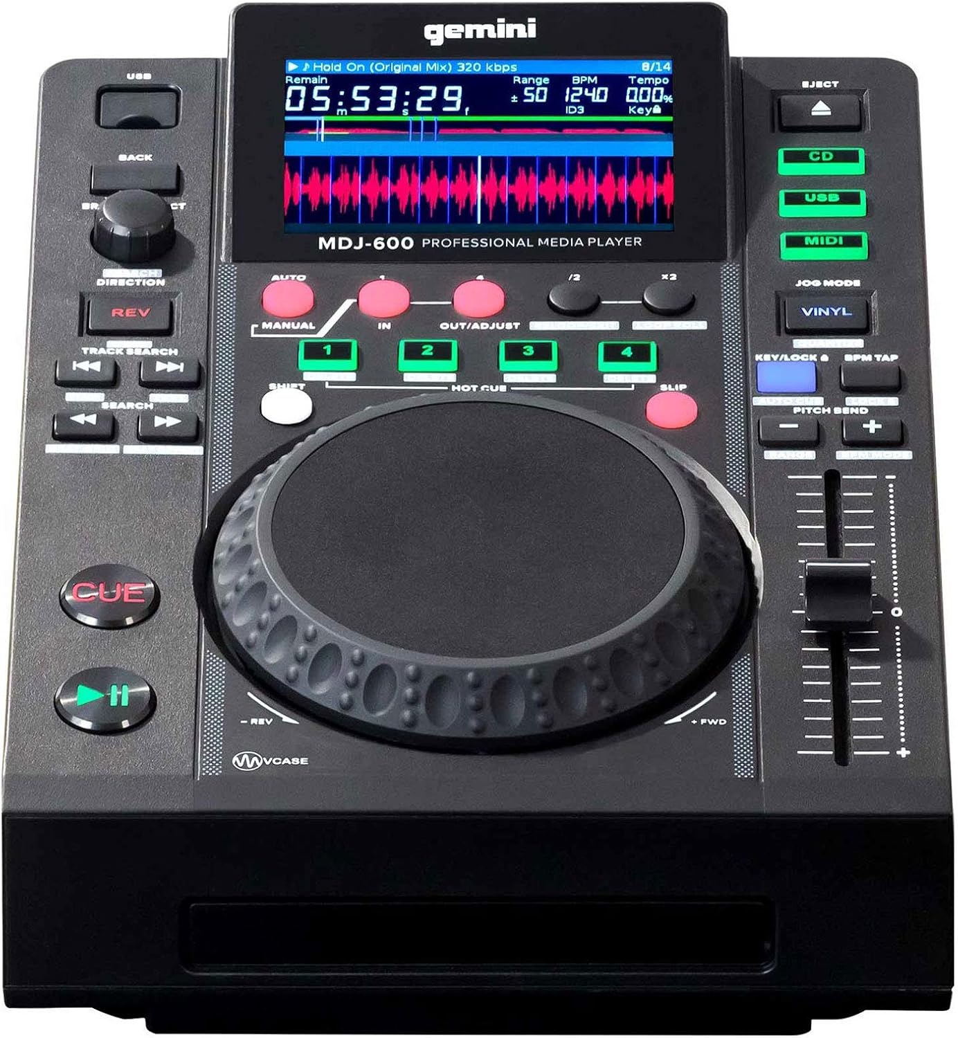 Gemini MDJ-600 Single Tabletop USB/CD Media Player DJ MIDI Controller w/4.3
