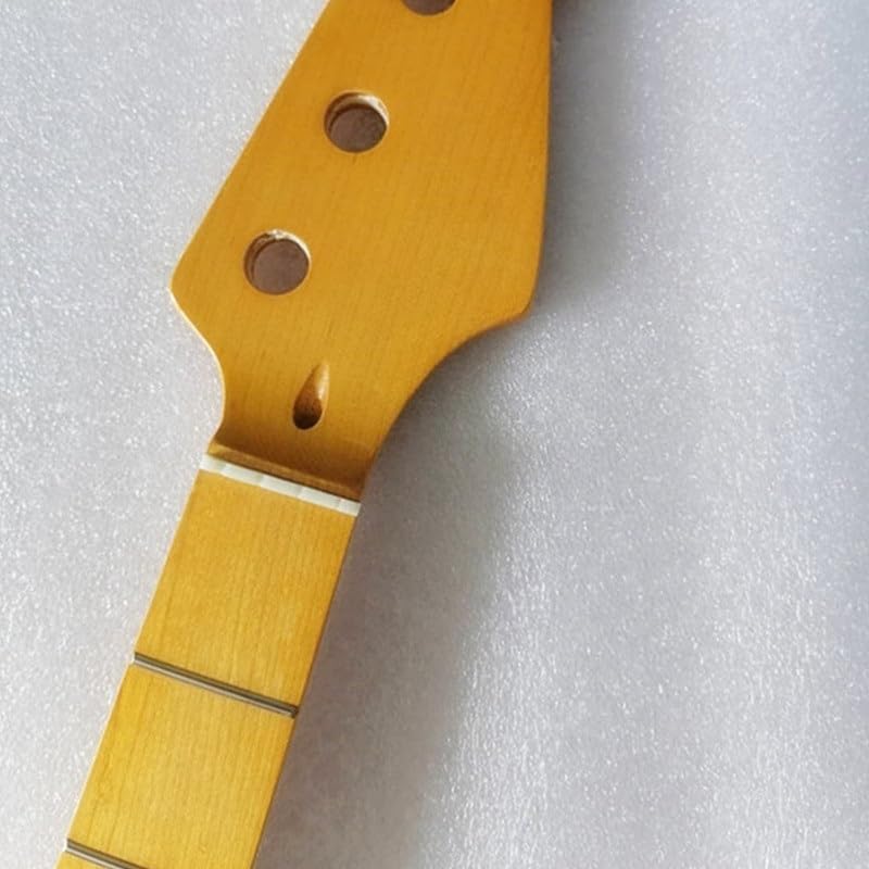 21 Frets Maple Electric Bass Guitar Neck With Maple Fingerboard Inlay Dots Yellow Color Glossy Paint Guitar Parts