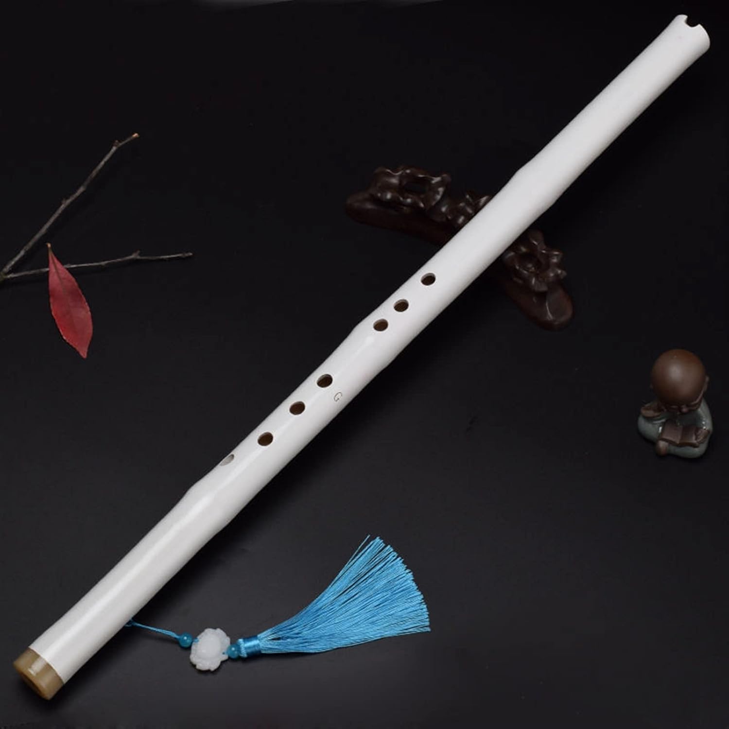 TSTS Chinese Bamboo Flute White Short Xiao One-Section Purple Bamboo Flute Eight-Hole Right-Handed Beginner F/G Wind Instrument (Color : G)