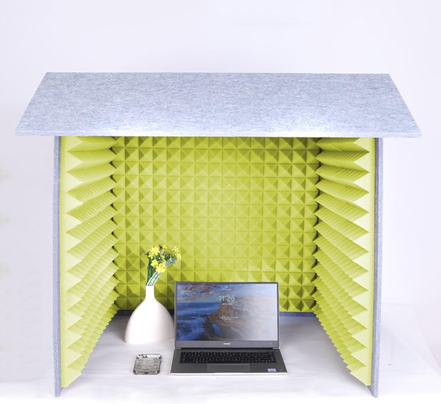 Desktop Noise Isolation Box, Portable Home Recording Studio, Suitable for Music Practice Room (Yellow)