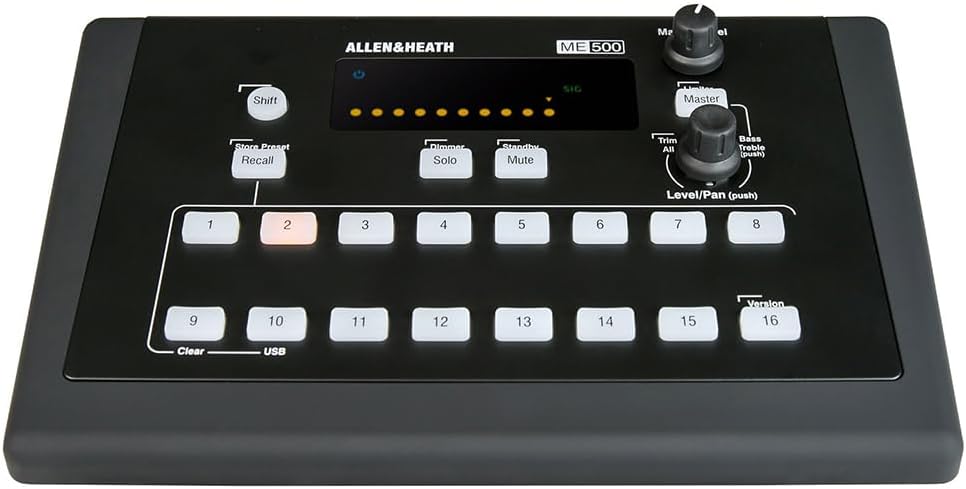 Allen & Heath ME-500 16-Channel Personal Mixer Bundle w/ 2-Pack Pig Hog PHM10 8mm Mic Cable and Liquid Audio Polishing Cloth