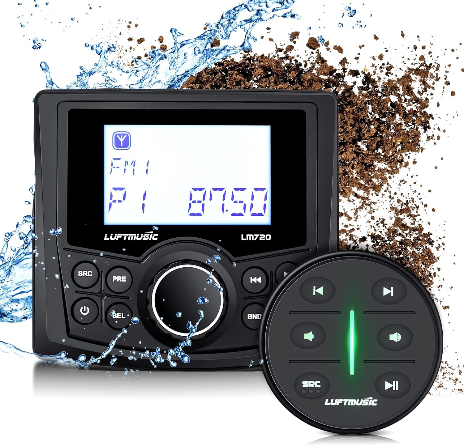 Marine Bluetooth Radio - Weatherproof Marine Stereo System with Wireless Remote - Built-in 3