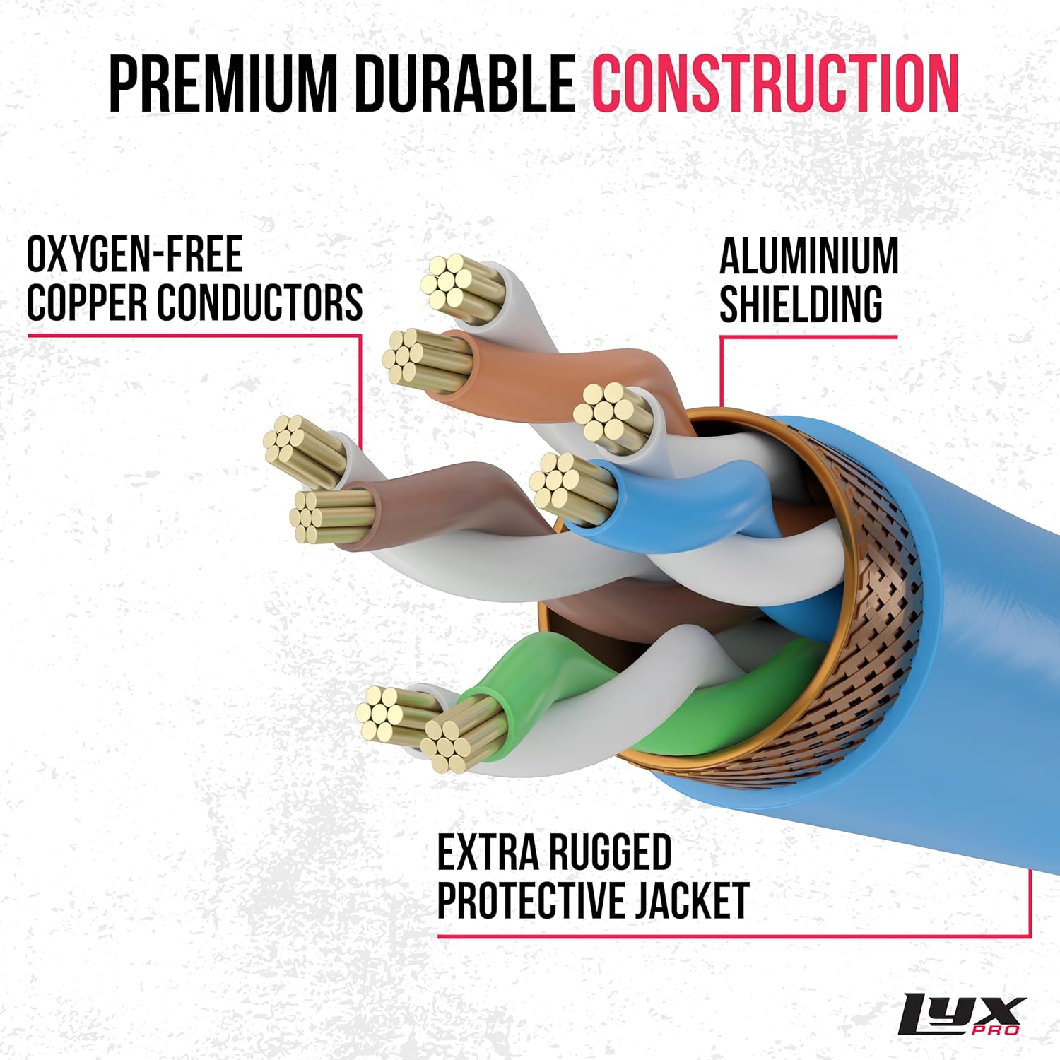 LyxPro 75 Feet Shielded CAT6 Ethercon Cable - Professional Audio & Lighting RJ45 Cable, Studio-Grade Sound Transmission, Extreme Durability - Blue