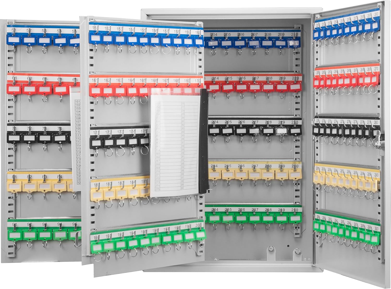 Barska Steel 300 Key Cabinet Organizer – Locking Wall Mount Safe with Adjustable Numbered Hooks, Index Sheet & Key Tags for Business or Office Security