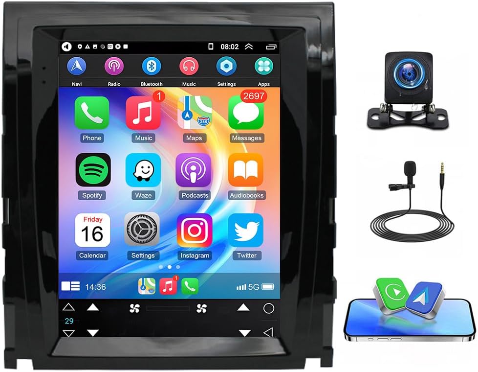 Car Stereo Radio Compatible for Cadillac Escalade 2007-2012 with Carplay Android Auto GPS Navigation 9.7in Touchscreen Car Radio Player with Bluetooth WiFi FM/RDS SWC Mirror Link + Backup Camera