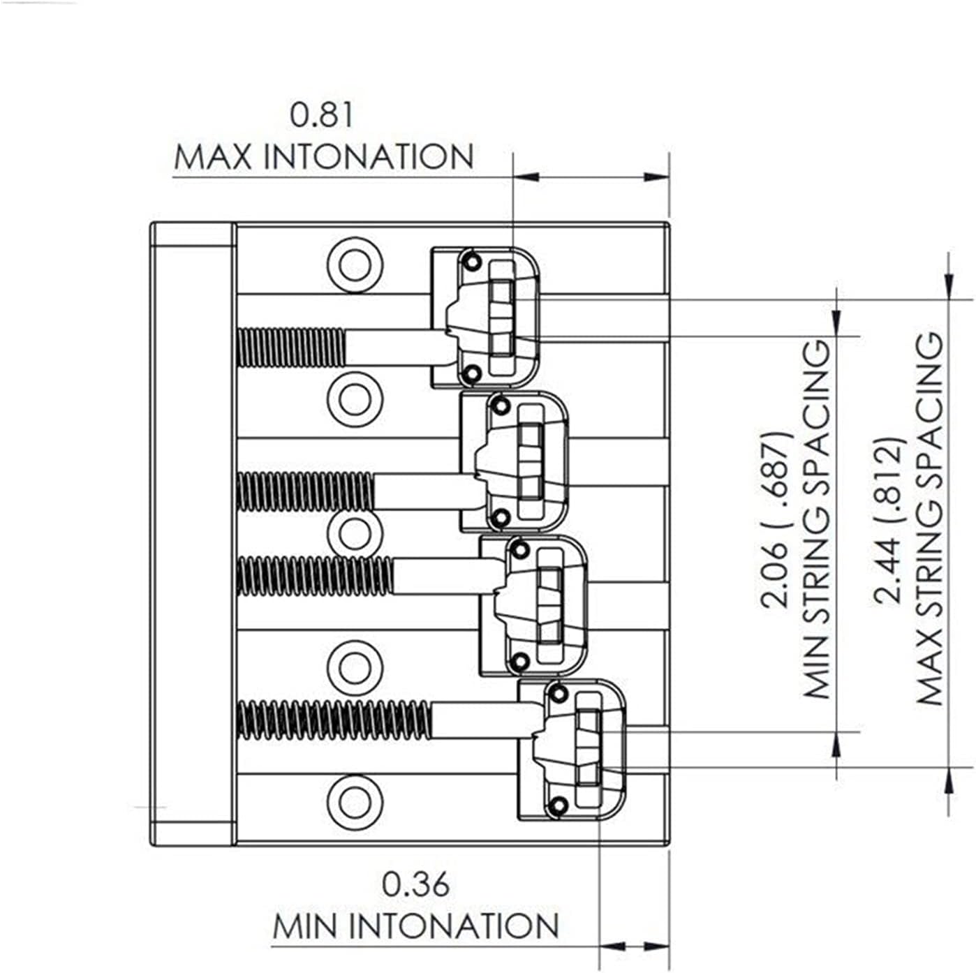 Electric Guitar Bridge Saddle New Bass Bridge 4 String Modification Badass Bass-Chrome Guitar Tailpiece
