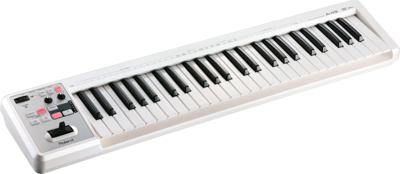 Roland Lightweight 49-Key MIDI Keyboard Controller, White (A-49-WH)