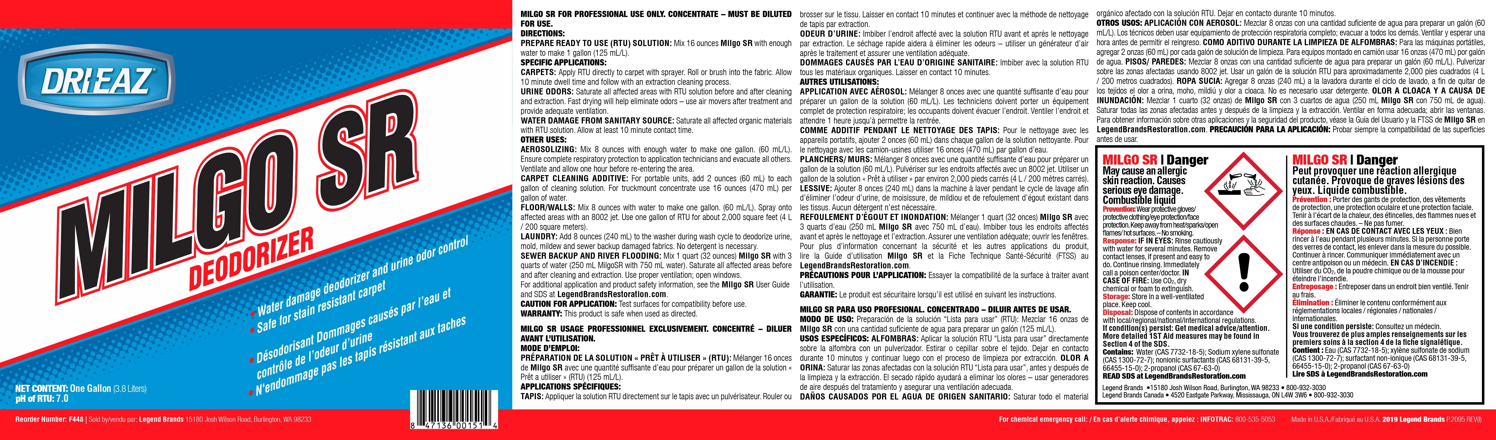 Dri-Eaz Milgo SR Deodorizer (case of 4 gal)