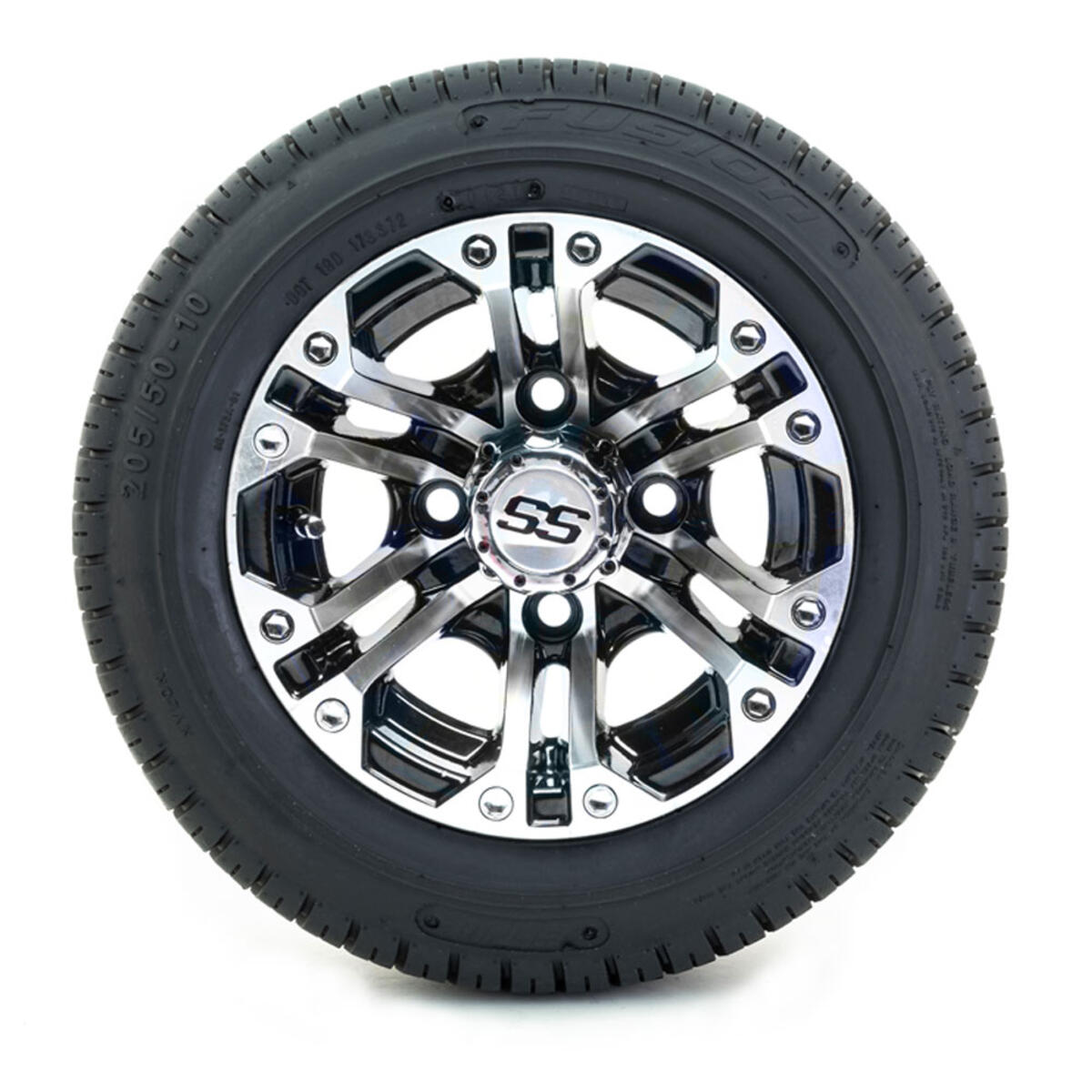 10” GTW Specter Black and Machined Wheels with Fusion DOT Street Tires – Set of 4