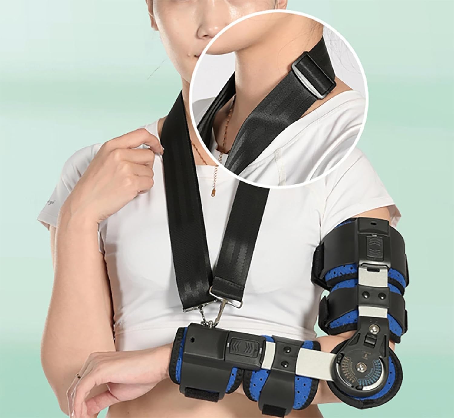 Post OP Elbow Splint Immobilizer Unisex ROM Hinged Elbow Brace with Strap Sling,Arm Injury Recovery, Support After Surgery Dislocated,Elbow Fracture Fixation,Left