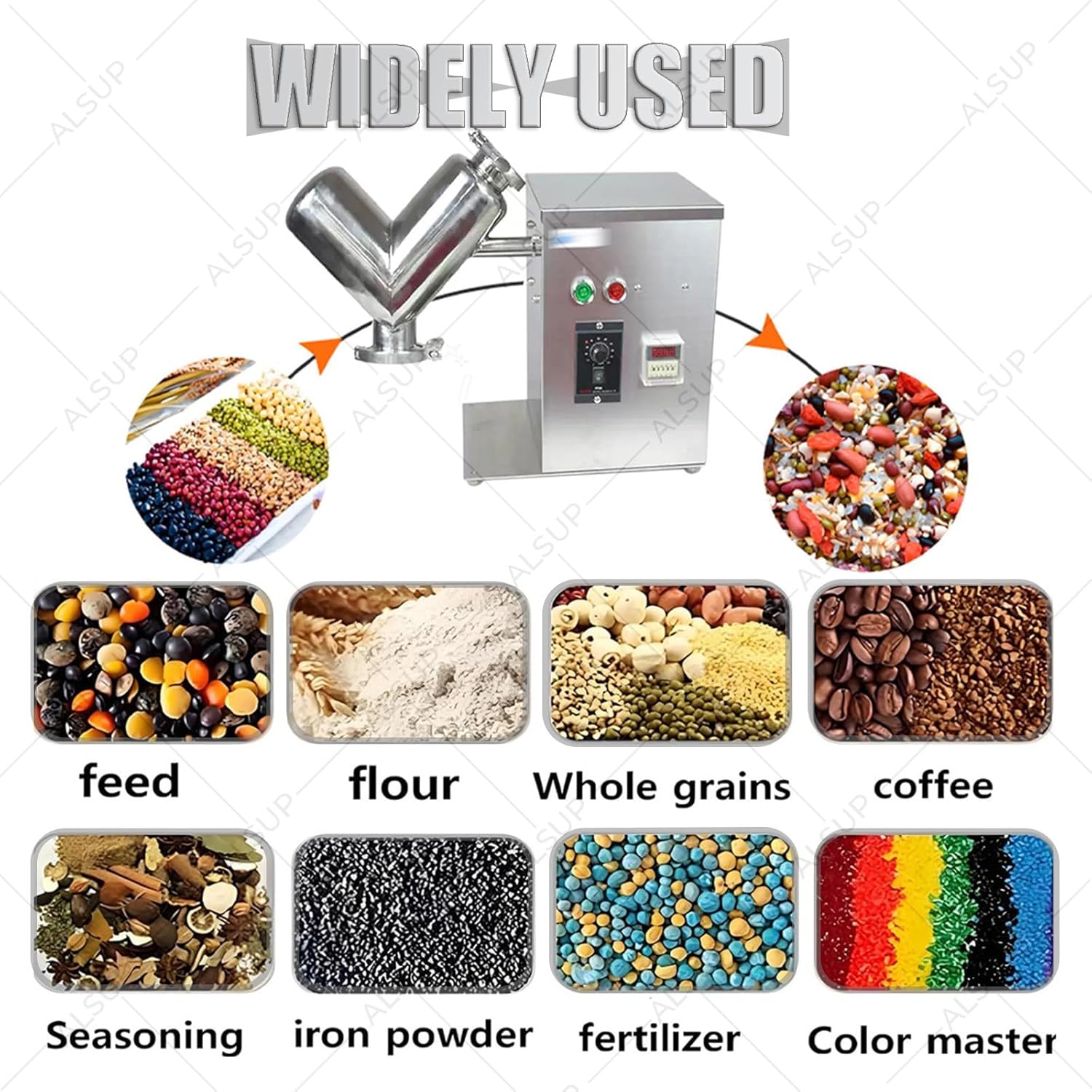 High Efficiency V Type Powder Mixer 2L - 304 Stainless Steel Mixing Machine, 0.25 KW 24r/min, for Food Industrial Powder