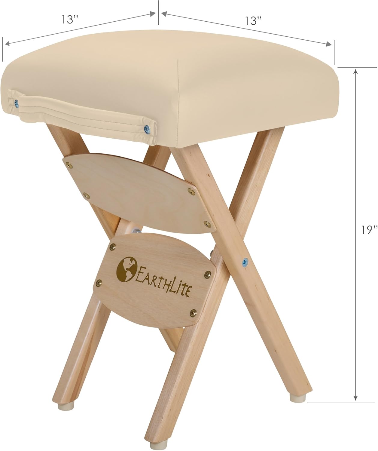 EARTHLITE Wooden Folding Stool - Hardwood Maple, CFC-Free, Massage Table Medical Spa Facial Salon Chair