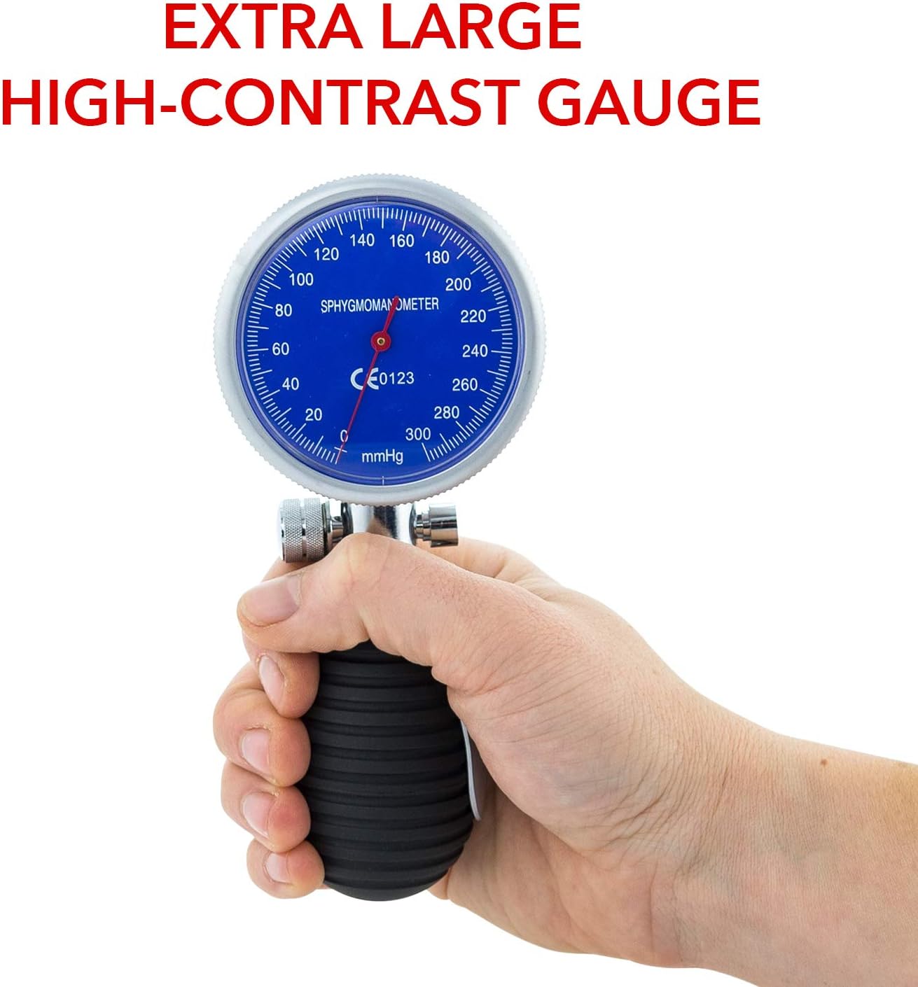 LINE2design Manual BP Cuff Kit 5 Infant Child Adult Large Adult & Thigh - EMS Deluxe Aneroid Sphygmomanometer Blood Pressure Monitor Set + Stethoscope with Carrying Case – Red