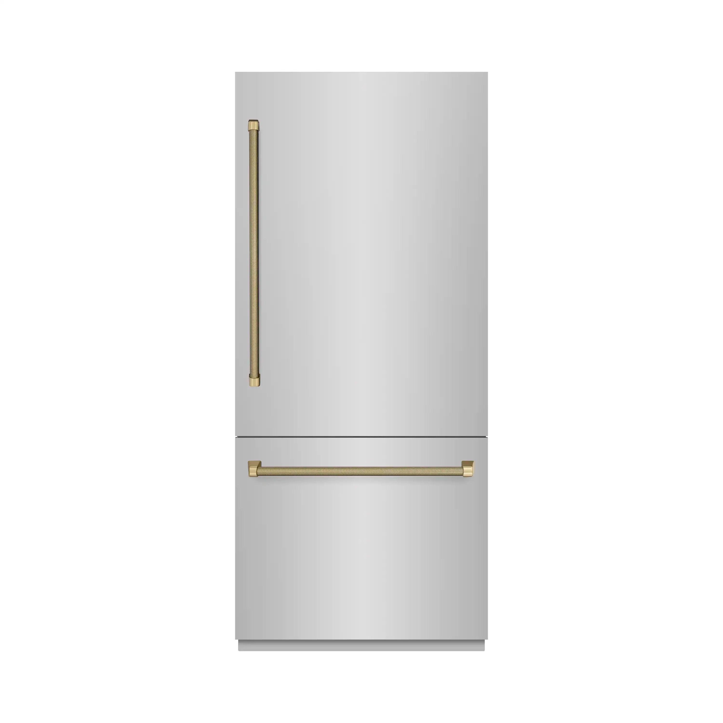 ZLINE Autograph 36-Inch Built-In Refrigerator w/ Gray Interior and Champagne Bronze Helix Handles (GRBITZ-30436KCB)