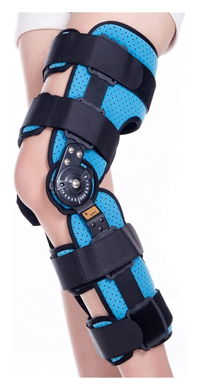 Adjustable Hinged Knee Orthosis Hinged Knee Brace Patella Brace Stabilizer for Ligaments Osteoarthritis (Left(send Strap)-Large