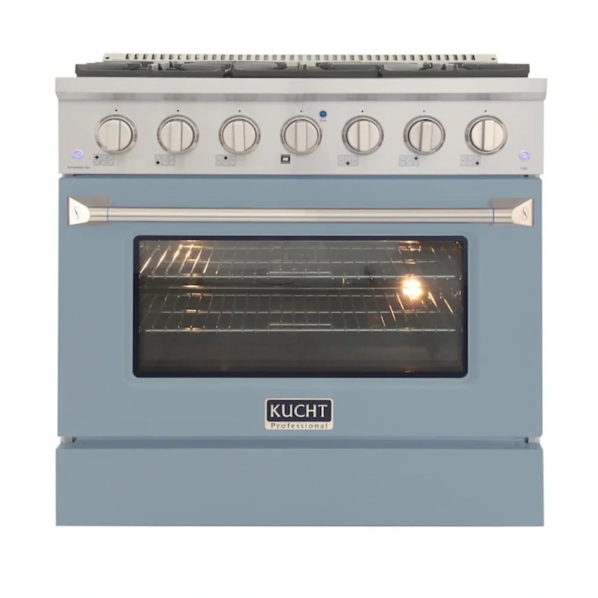 Kucht Professional 36-Inch 5.2 cu ft. Propane Gas Range in Light Blue with Silver Accents (KNG361/LP-LB)