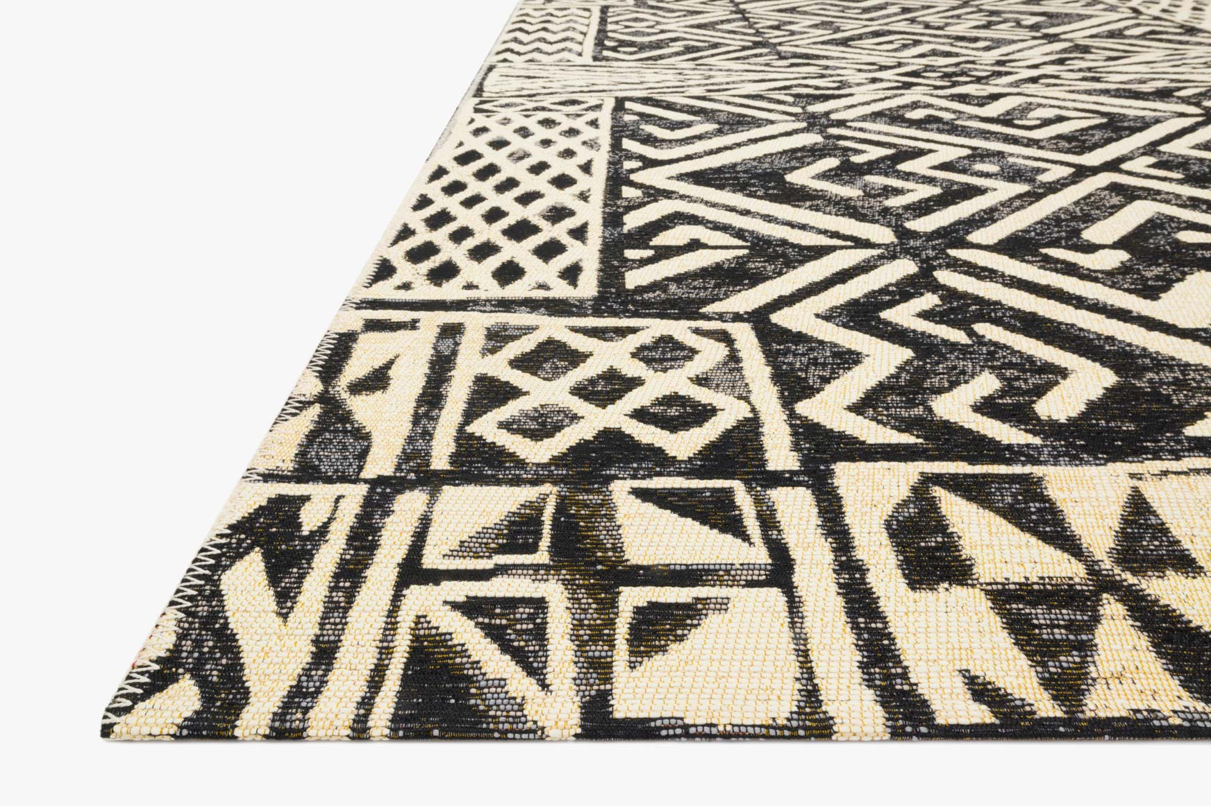 Loloi Mika Collection - Indoor/Outdoor Power Loomed Rug in Ivory & Black (MIK-13)