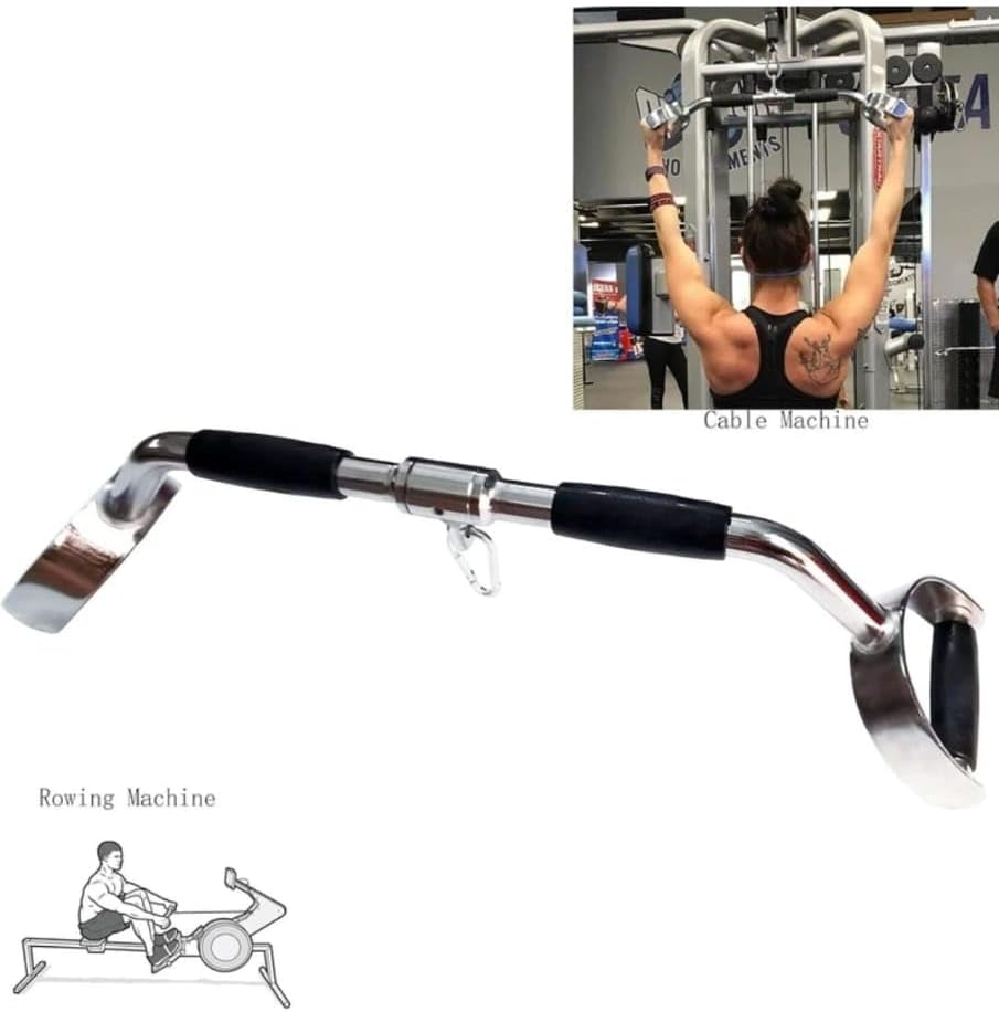Rotating D-Handle Lat Pulldown Bar – Solid Steel Cable Machine Attachment with Ergonomic Grips & Wrist Supports – Gym Accessory for Back, Triceps, Shoulder & Arm Workouts.