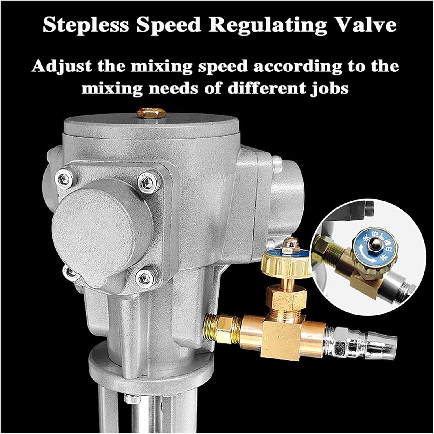 30 Gallon Paint Mixer Machine, 1/4HP Automatic Lifting Air Agitator, Pneumatic Mixing Machine with Stand, Height Adjustable(Aluminum Alloy Blade)